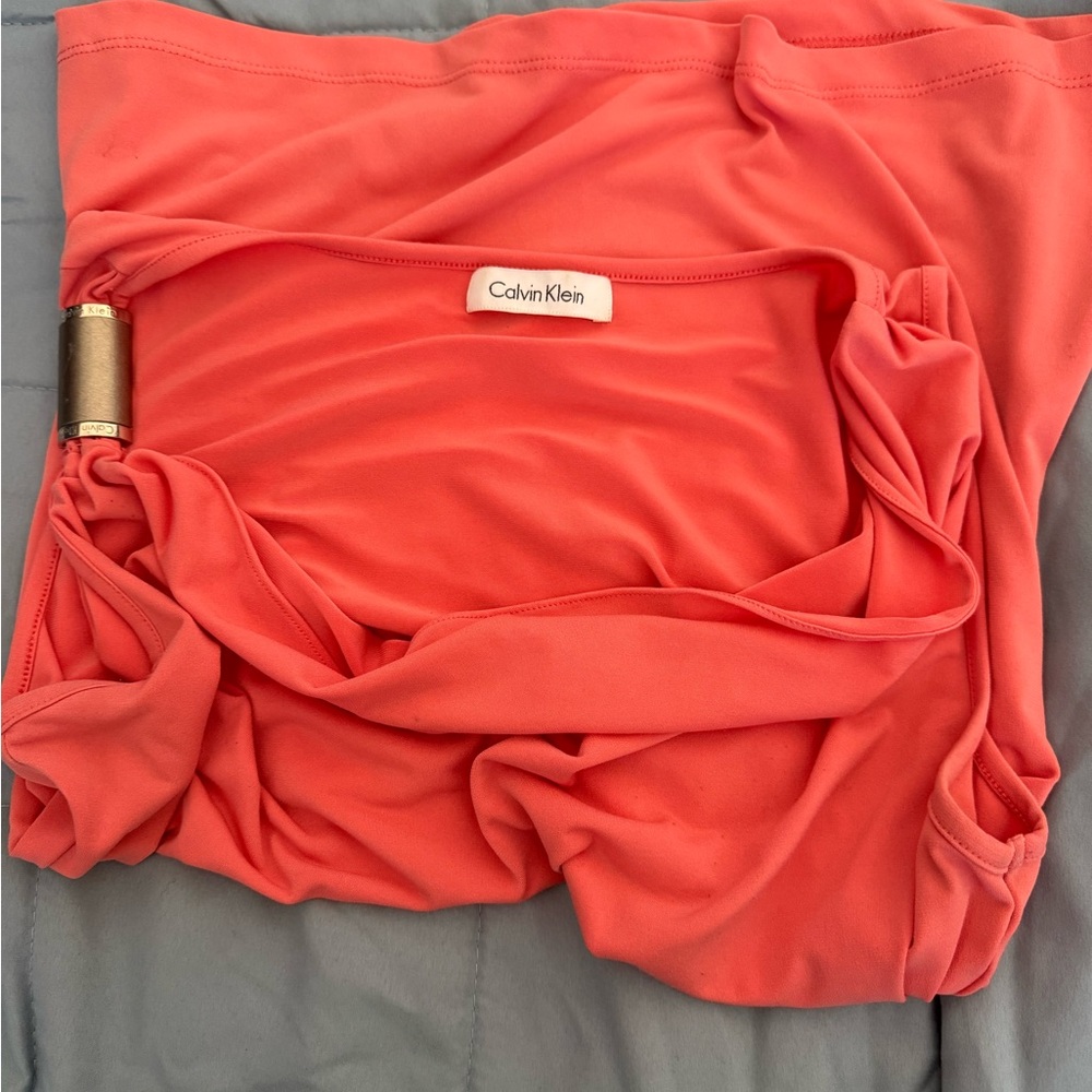 Calvin Klein Coral Drape Neck Blouse - Picture 5 of 7